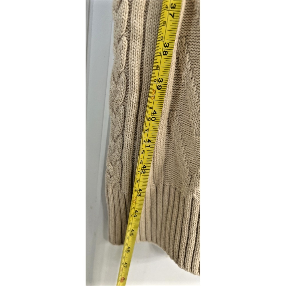 MONROW Women Size Medium Cable Knit Wool Blend Sweater Polo Dress Tan - Picture 9 of 15